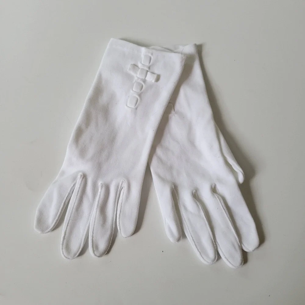 Vintage Hansen Suede Supreme White Wrist Gloves Ceremonial Cottagecore Wedding